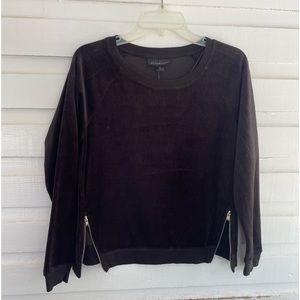 Attention Black Velour Velvety Zipper Sweatshirt Size S